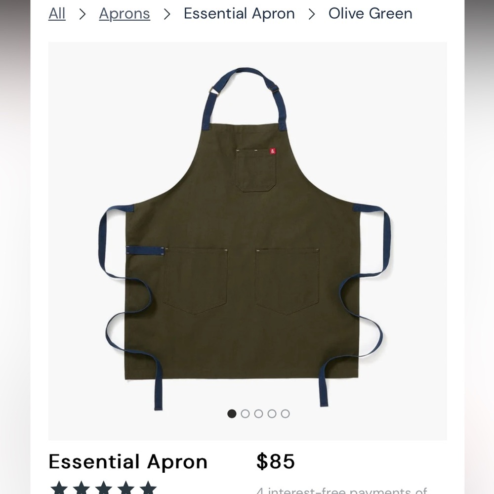 Hedley and Bennett Essential Apron in Olive NWT